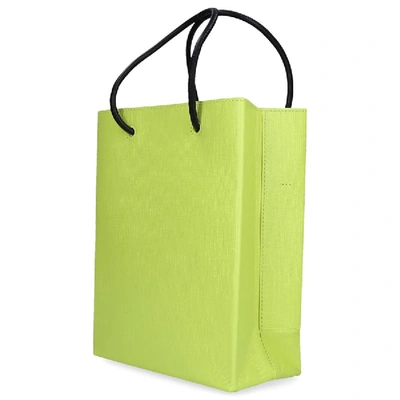 Shop Balenciaga Women Handbag Shopping Tote Xxs Leather Logo Green In Yellow