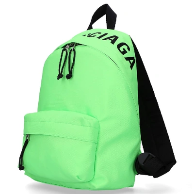 Shop Balenciaga Women Backpack Wheel Backpack S Nylon Logo Embroidery Neon Green