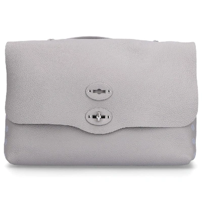 Shop Zanellato Women Handbag Postina Leather Embossed Logo Grey