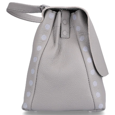 Shop Zanellato Women Handbag Postina Leather Embossed Logo Grey