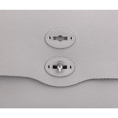 Shop Zanellato Women Handbag Postina Leather Embossed Logo Grey