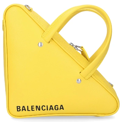 Shop Balenciaga Women Handbag Duffle Xs Leather Logo Yellow