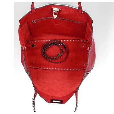 Shop Valentino Leather Rivets Gold Logo Red