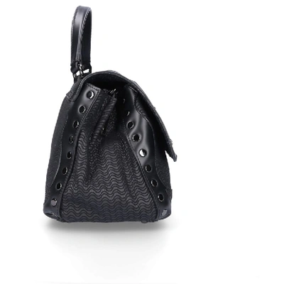 Shop Zanellato Women Shoulder Bag Handbag Postina S Leather Embossed Embroidery Black