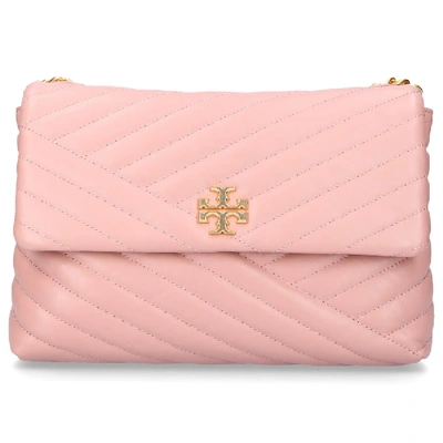 Shop Tory Burch Women Handbag Kira Shoulder Bag Leather Logo Embroidery Pink