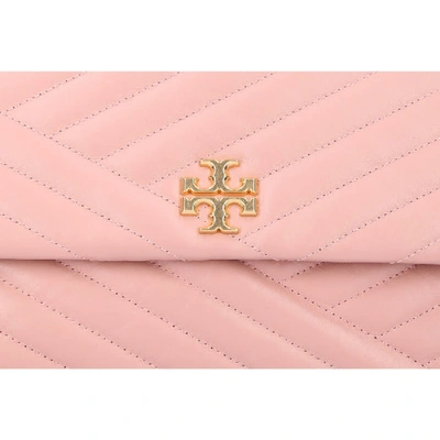 Shop Tory Burch Women Handbag Kira Shoulder Bag Leather Logo Embroidery Pink