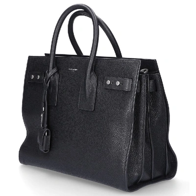 Shop Saint Laurent Women Handbag Sdj Leather Embossed Logo Black