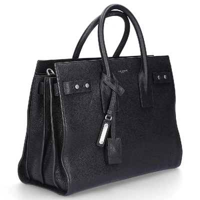 Shop Saint Laurent Women Handbag Sdj Leather Embossed Logo Black
