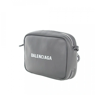 Shop Balenciaga Women Shoulder Bag Every Cam Leather Grey Logo
