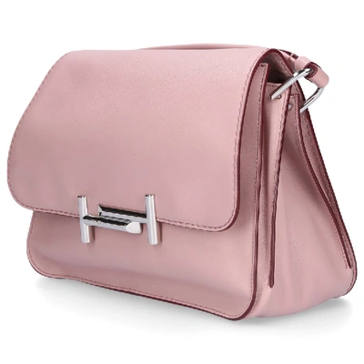 Shop Tod's Women Handbag Double T Leather Logo Pink