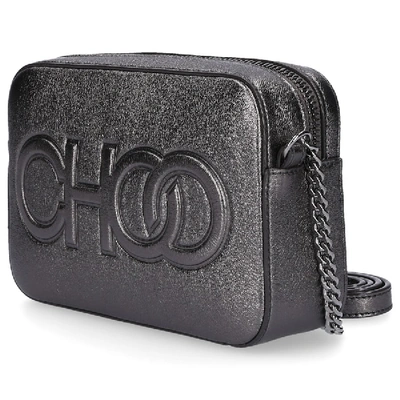 Shop Jimmy Choo Women Handbag Balti Nappa Leather Logo Silver In Grey