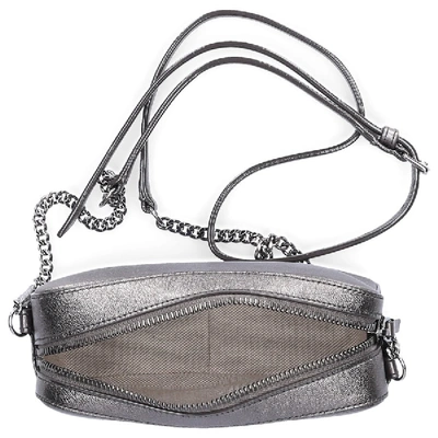 Shop Jimmy Choo Women Handbag Balti Nappa Leather Logo Silver In Grey