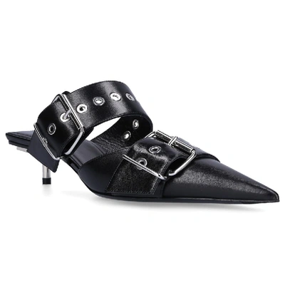 Shop Balenciaga Mules Runway  Calfskin Decorative Buckle Black