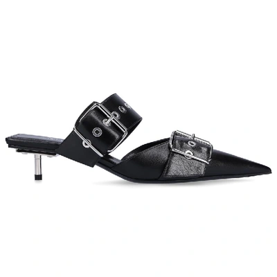 Shop Balenciaga Mules Runway  Calfskin Decorative Buckle Black