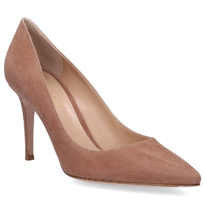 Shop Gianvito Rossi Pumps Bow Tie 85 Suede In Beige