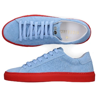 Shop Hide & Jack Low-top Sneakers Gecko  Suede Embossing Logo Light Blue