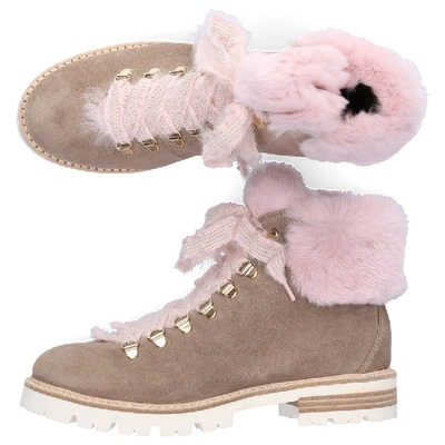 Shop Agl Attilio Giusti Leombruni Ankle Boots D716548 Rabbit Fur Suede Fur Upper Rose Taupe In Grey