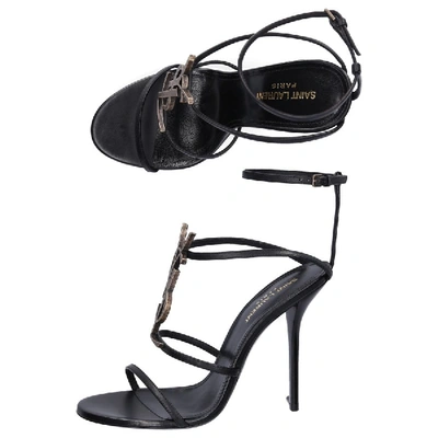 Shop Saint Laurent Strappy Sandals Cassand In Black