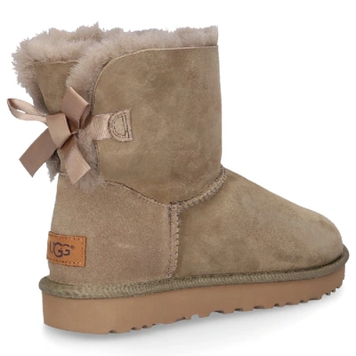 Shop Ugg Ankle Boots Mini Bailey Bow Ii  Lambskin  Olive