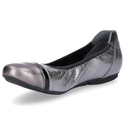 Shop Hogan Ballerinas Wrap 144  Calfskin Logo Silver In Grey
