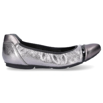 Shop Hogan Ballerinas Wrap 144  Calfskin Logo Silver In Grey