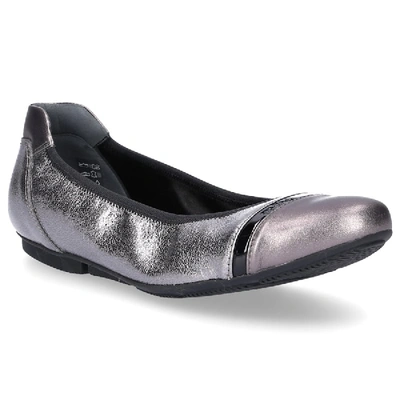 Shop Hogan Ballerinas Wrap 144  Calfskin Logo Silver In Grey