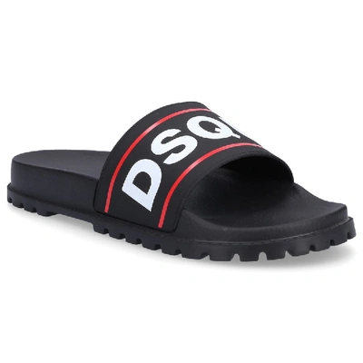 Shop Dsquared2 Beach Sandals Slm0010 Gum Logo Black Red White