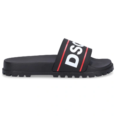 Shop Dsquared2 Beach Sandals Slm0010 Gum Logo Black Red White