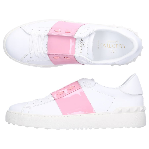pink and white designer sneakers