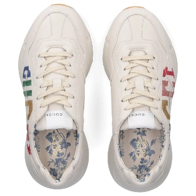 Shop Gucci Low-top Sneakers Rhyton In Beige