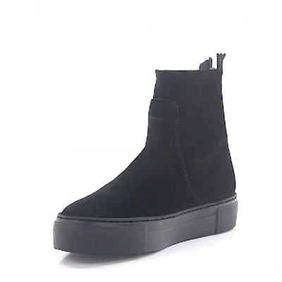 Shop Agl Attilio Giusti Leombruni Ankle Boots Suede Logo Black