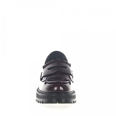 Shop Dior Penny Loafer Fight Plateau Leather Bordeaux Foldover Fringes In Red