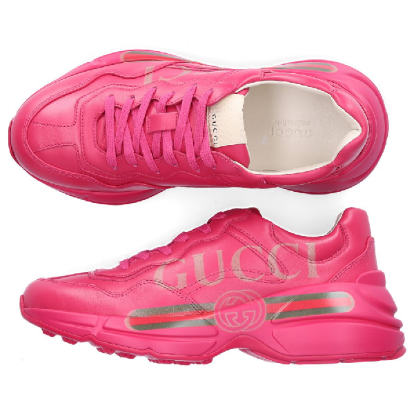 pink gucci rhyton sneakers