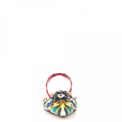 Shop Dolce & Gabbana Slingback-ballerinas Stoff Multicolor Designer-print Kristallverzierung In Red