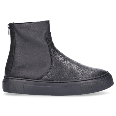Shop Agl Attilio Giusti Leombruni High-top Sneakers D925510 Calfskin Lambskin  Embossing Black