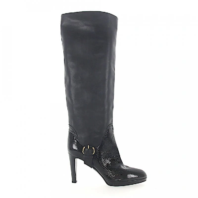 Shop Sergio Rossi Boots Nappa Leather Patent Leather Black