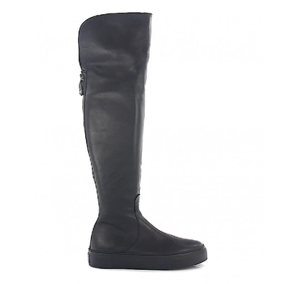 Shop Agl Attilio Giusti Leombruni Platform Boots Smooth Leather Logo Black