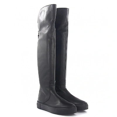 Shop Agl Attilio Giusti Leombruni Platform Boots Smooth Leather Logo Black