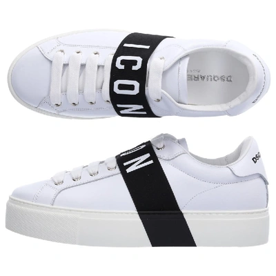 Shop Dsquared2 Low-top Sneakers Vitello  Smooth Leather Logo White