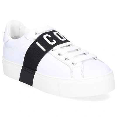 Shop Dsquared2 Low-top Sneakers Vitello  Smooth Leather Logo White