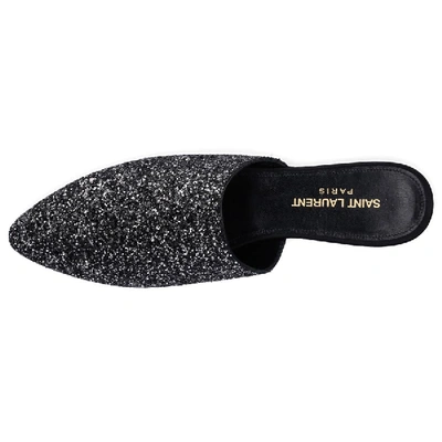 Shop Saint Laurent Slip On Shoes Bliss  Glitter Glitter Grey