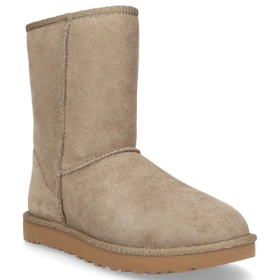 Shop Ugg Ankle Boots Classic Short Ii Lambskin  Olive