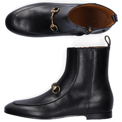 Shop Gucci Ankle Boots C9d00 Smooth Leather Horsebit-detail Black