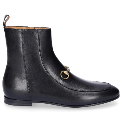 Shop Gucci Ankle Boots C9d00 Smooth Leather Horsebit-detail Black