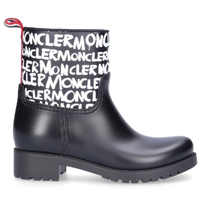 Shop Moncler Rain Boots Ginette Gum Logo Print Black