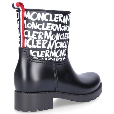 Shop Moncler Rain Boots Ginette Gum Logo Print Black