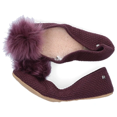Shop Ugg Hausschuhe Andi  Cotton Pompom Bordeaux In Red