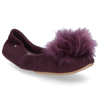 Shop Ugg Hausschuhe Andi  Cotton Pompom Bordeaux In Red