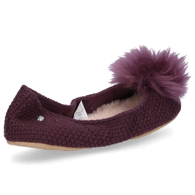 Shop Ugg Hausschuhe Andi  Cotton Pompom Bordeaux In Red