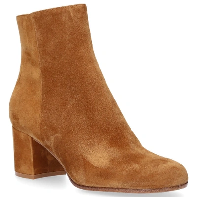 Shop Gianvito Rossi Ankle Boots Margaux Mid Bootie  Suede Beige